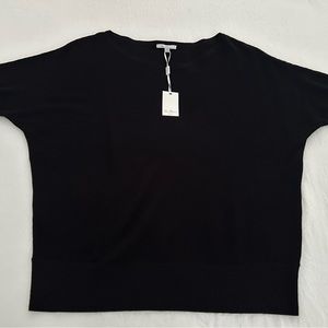 NEW Black Vila Milano short sleeve, ribbed pullover sweater, Size Large